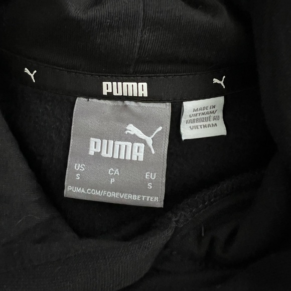 PUMA NWOT Unisex Black Graphic Hoodie Sweatshirt Red White Logo Size Small - Picture 8 of 12